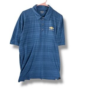 Ogio Chevrolet Polo Shirt Mens Size L Large Blue Striped Short Sleeve